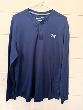 Under Armour Navy Long-Sleeve Henley with White Logo